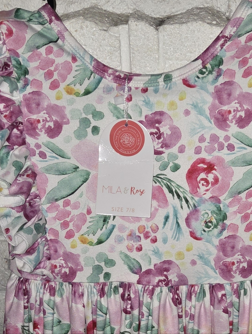 Peach & Green Floral Ruffle-Sleeve Kids Dress - ILoveRay